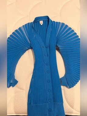 Women’s Ribbed Button-Front Cardigan Sweater in Bright Blue